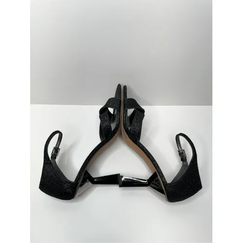 Franco‎ Sarto Womens Black Glitter Square Toe Ankle Strap Dress Sandals Size 9 - Image 7