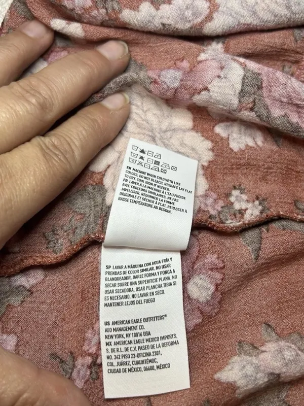 American Eagle Outfitters Baby Doll Tunic Top,Rust Floral Roses XL - Image 8