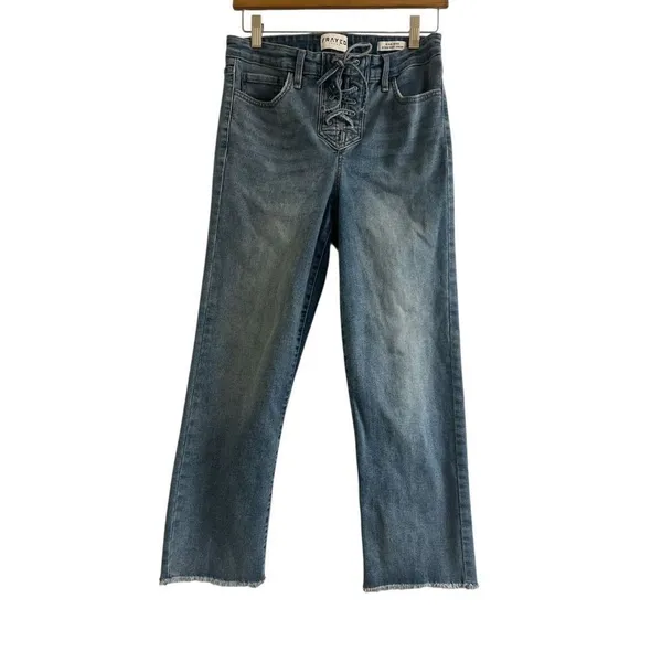 ✨Frayed Jeans High Rise Lace Up Straight Crop Sz 8/29 Jeans✨ - Image 2