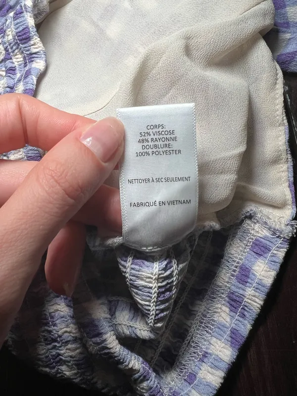Astr the label ruched puff sleeve top in blue and purple gingham size small - Image 6