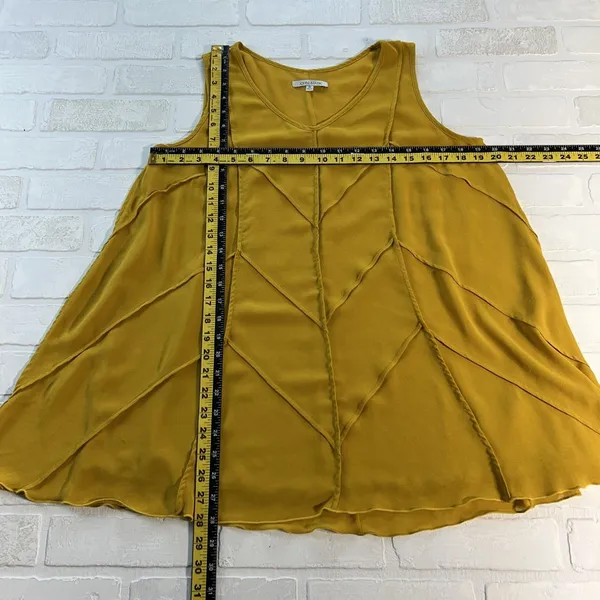 John Mark Tunic Top Womens Medium Yellow Sleeveless Boho‎ Swing Tank Layered Hem - Image 2