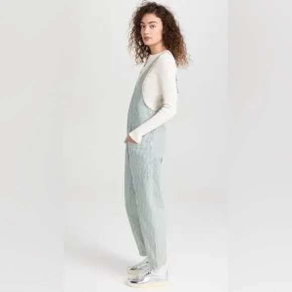 Free People Intown Mint Striped Jumpsuit Size Small NWT‎ - Image 2