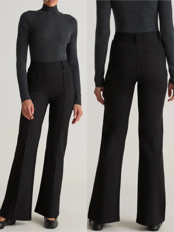 Quince Ultra-Stretch Ponte Flare Leg Pants Black 30” Inseam Office Career - Image 6