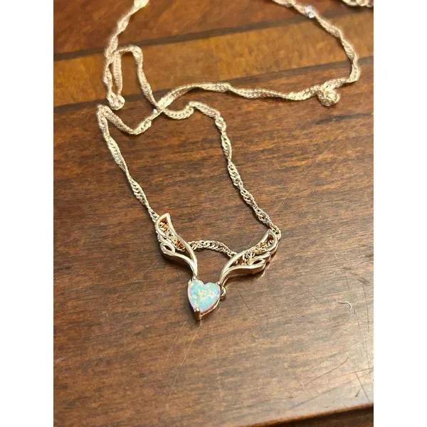 Fire opal 18k rose gold plated guardian angel pendant necklace 16 inch h63 - Image 4