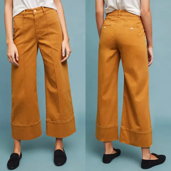 Anthropologie Pintucked Chino Trousers Pants Honey Size 4 - Image 2