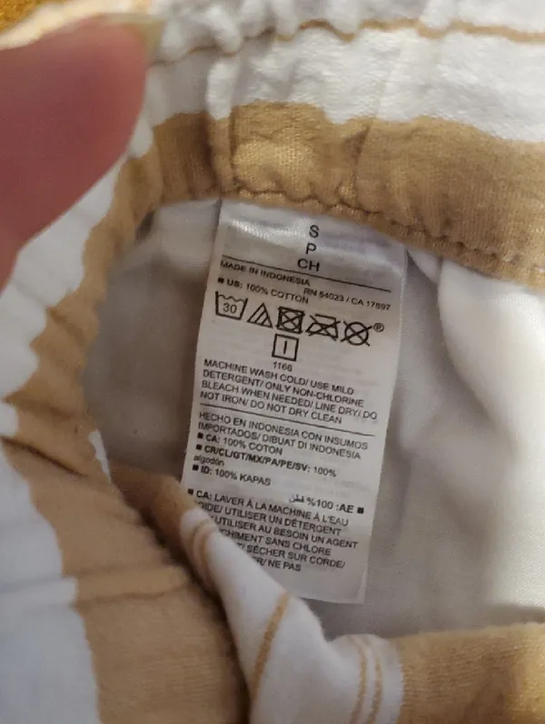 Old Navy Tan and White Striped High-Waist Drawstring Shorts - Image 3