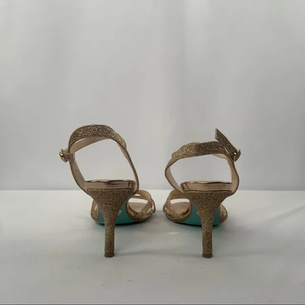 Betsey Johnson Strappy‎ Glitter Heeled Sandals in Gold Size 8 - Image 5