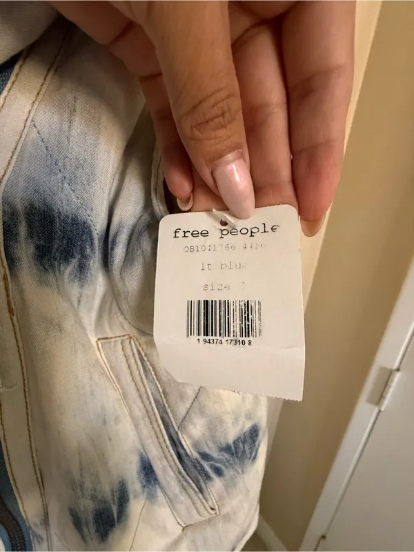 Free People We The Free Tie Dye Sherpa Lined Puffer Vest Blue Ivory S - Image 5