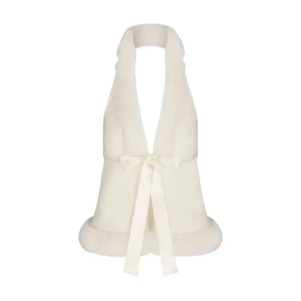 SKIMS (G14) Cloud Fur Halter TOP | Size Small | Color Ecru - Image 2