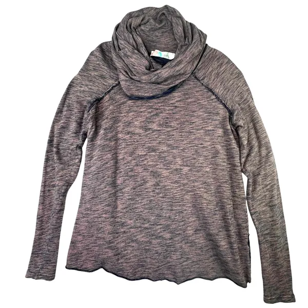 Free People Beach Cocoon Sweater Top Cowl Neck Heathered‎ Long Sleeve Pullover M - Image 2