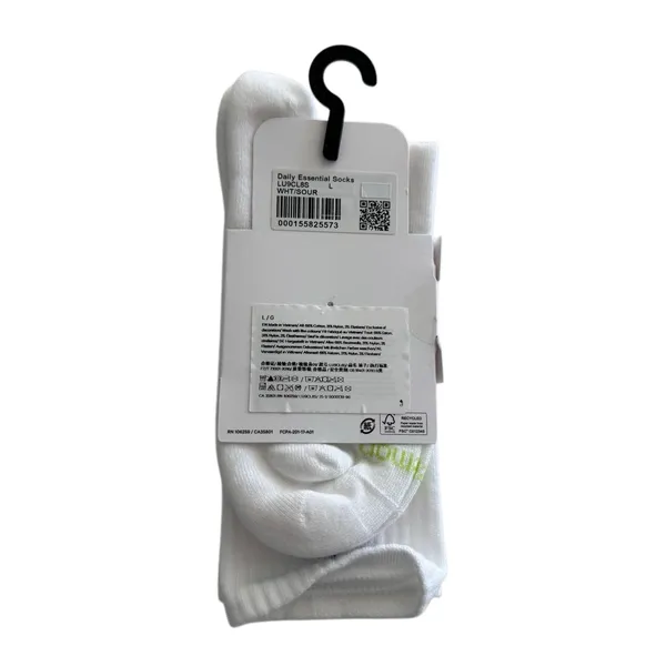 Lululemon Unisex Daily Essential Crew Socks Tennis Club White/Sour Grape Large - Image 6