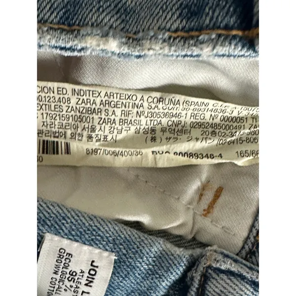 Zara‎ Womens Medium Wash High Rise Cut Off Distressed Denim Jean Shorts Size 4 - Image 5