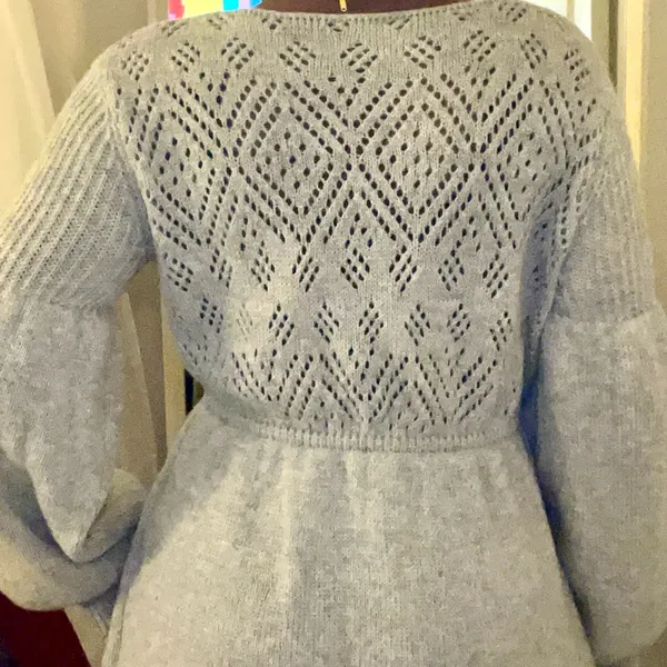 Elegant Gray Women's Sweater Dress Size M - Image 3