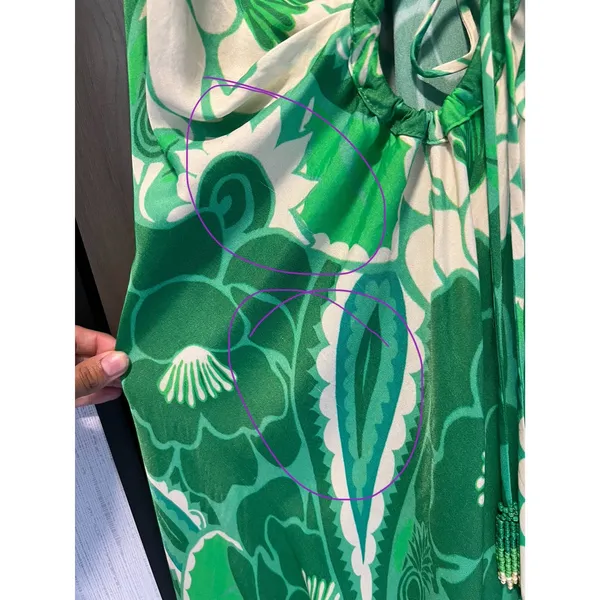 Farm Rio Tropical Cutout Satin Midi Slip Dress Green Size XS Resortwear - Image 7