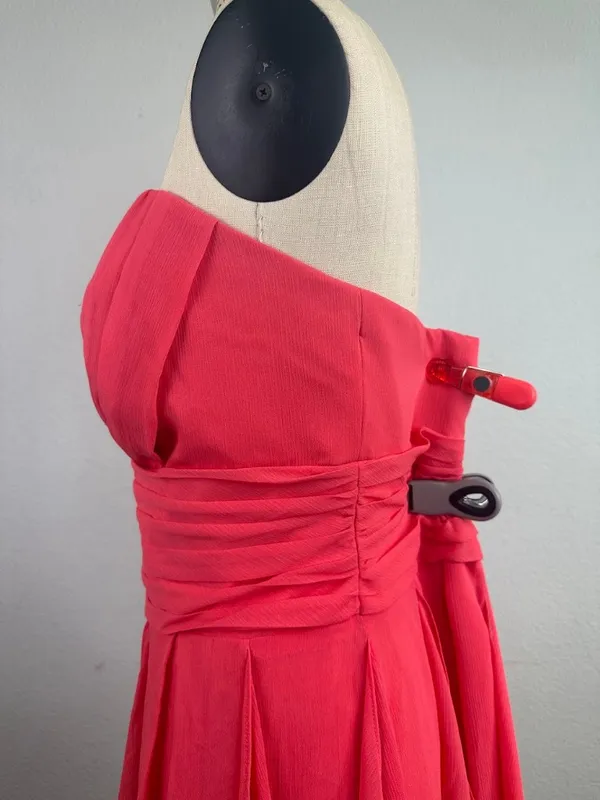 David's Bridal Strapless Chiffon Cocktail Mid Dress Red Size 16 - Image 5