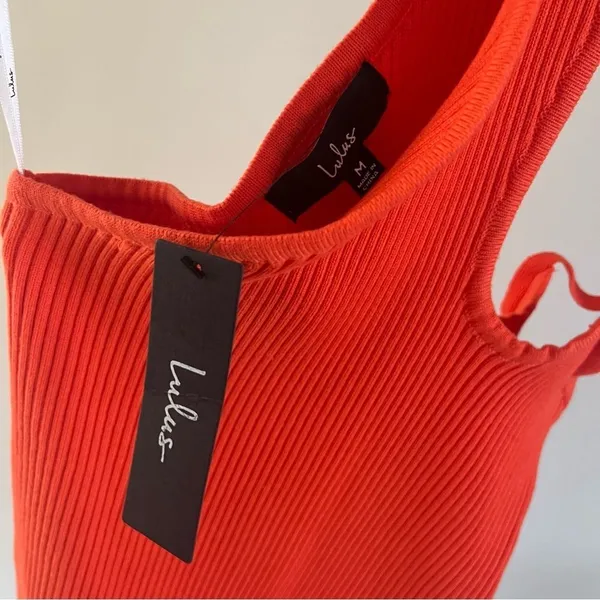 Lulus exciting night orange ribbed body con dress - Image 4