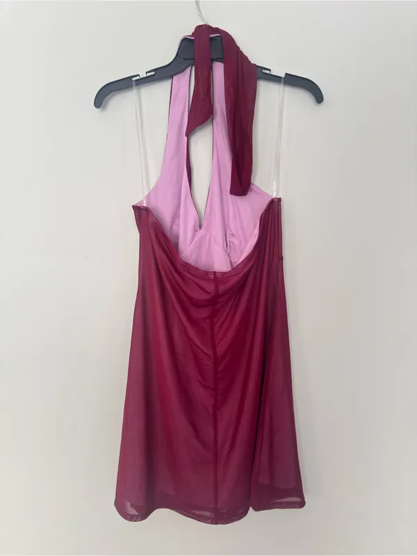 Women's Scarf Halter Mesh Mini Dress - Wild Fable - Cherry Red Sz L - Image 4