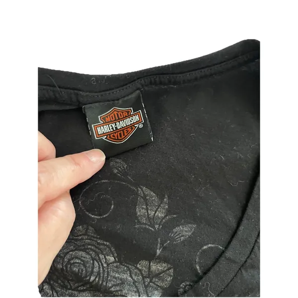 Harley Davidson T Shirt Black Widow Port Charlotte FL Scoop Neck L - Image 6
