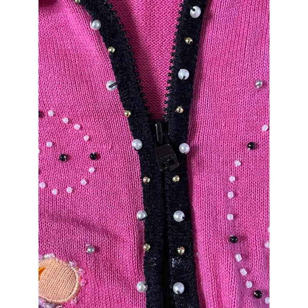 Jack B Quick 90s Pink Perfume Knit Cardigan size Medium - Image 11