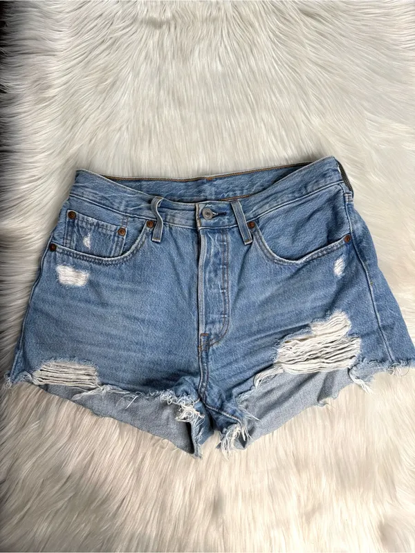 Levi’s 501 Original Fit Distressed High Rise Denim Cut Offs - Image 2
