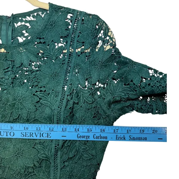 Minuet Emerald‎ Green Floral Lace Cocktail Dress Sheath 3/4 Sleeve Small NWT - Image 6