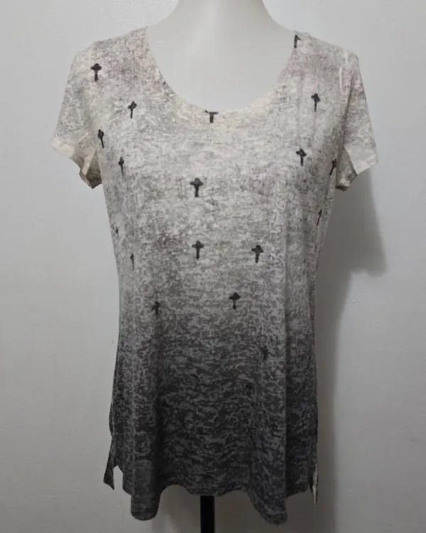 Daytrip Gray Burnout Cross Scoopneck Short Sleeve Tee Size Large - Image 2