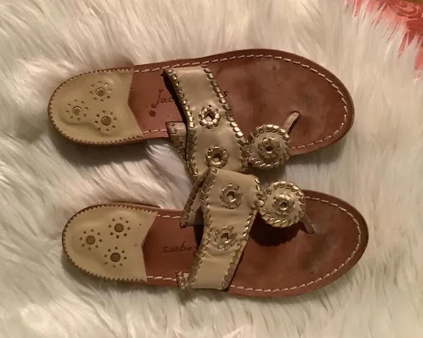 Jack Rogers Women's Sandals - Tan with Gold Accents size 7 - Image 2