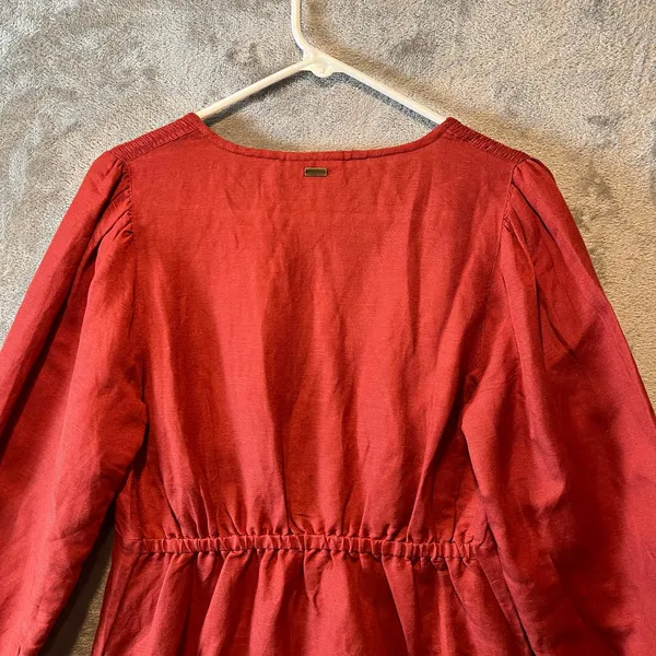 Saint Helena Cleo Mini Dress Linen Blend Size Small Rust Orange New‎ - Image 8
