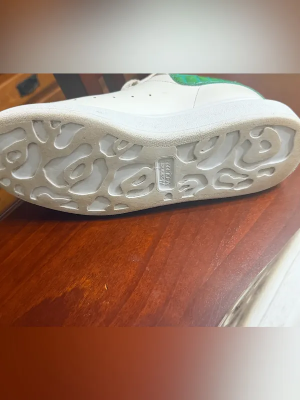 Alexander McQueen White Leather Platform Sneakers with Green Croc Heel - Image 9