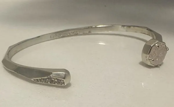 Kendra Scott Blake Bracelet Iridescent Drusy and Silver Pinch Cuff - Image 3
