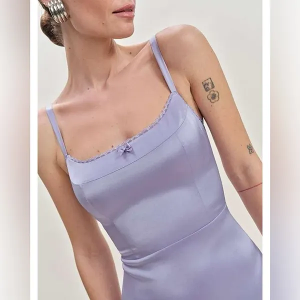 Reformation Lucy Satin Dress in Aura 0 - Image 4