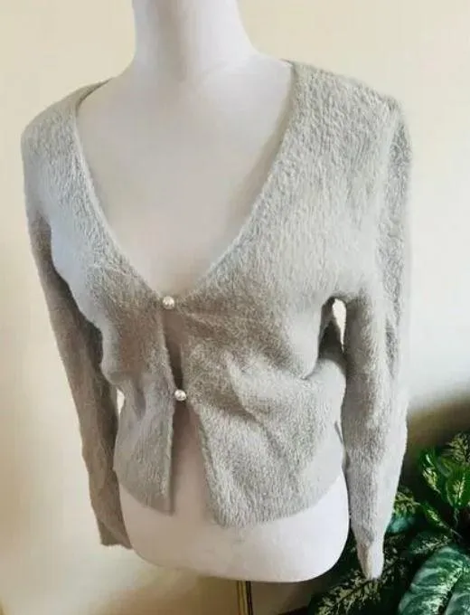 Abercrombie & Fitch Gray Fuzzy Cardigan - Image 2