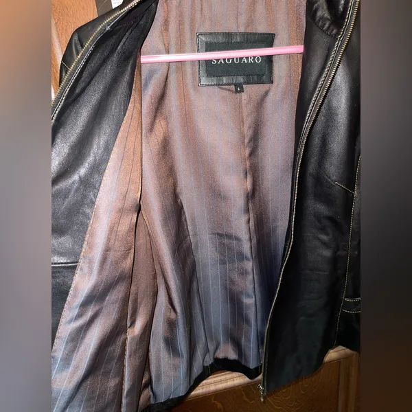 Vintage Faux Leather Women's Black Leather Jacket Size Large Saguaro - Image 4