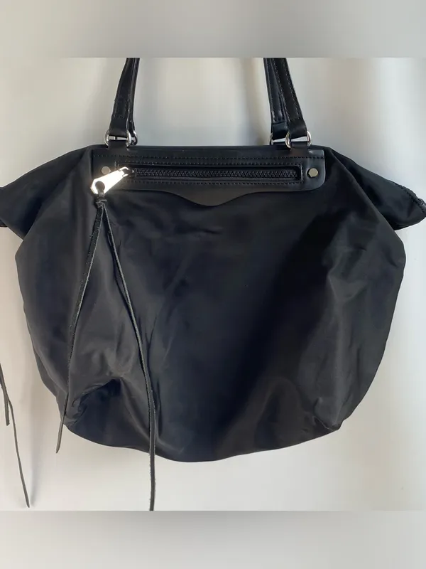 Rebecca Minkoff black nylon shoulder tote bag work office travel city minimalist - Image 7