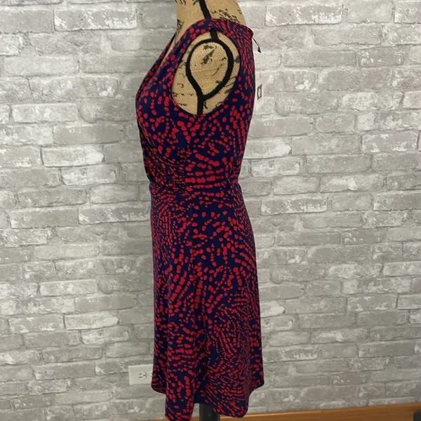 Ann Klein Red Spotted Faux Wrap Dress - Image 3