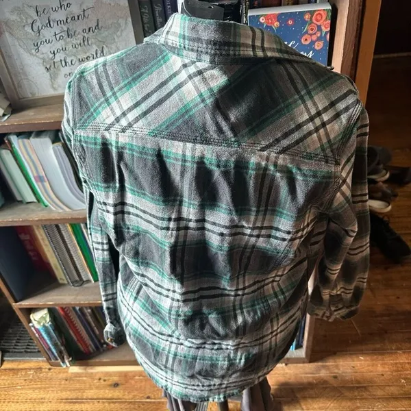 Carhartt green plaid M western workwear button down shirt - Image 2