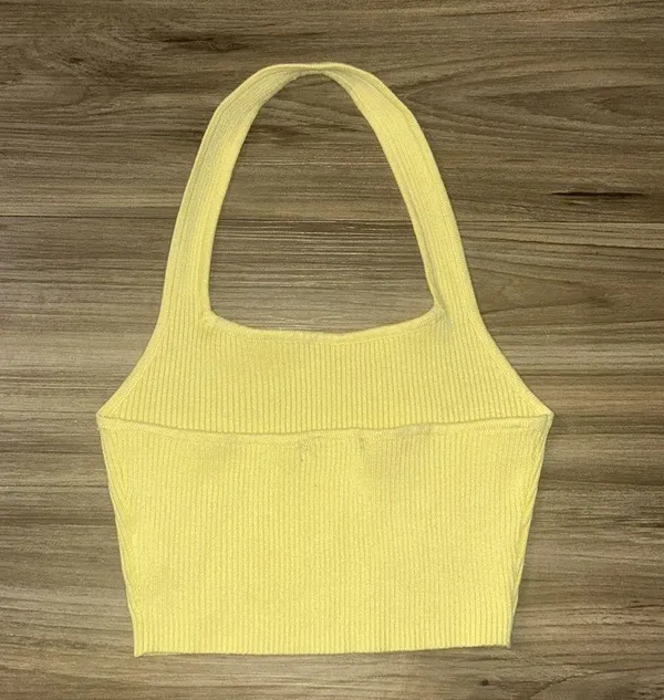 Yellow halter top cropped shirt Size XS - Image 2