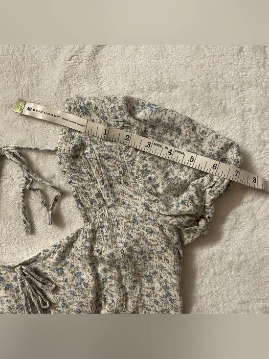 Y2K American Eagle Cropped Sweetheart Floral Blouse size M - Image 6