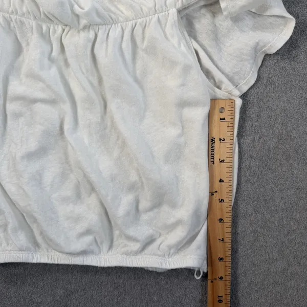 WE THE FREE Free People Women's Small Off Shoulder Ruffle Button Front Top Ivory - Image 8