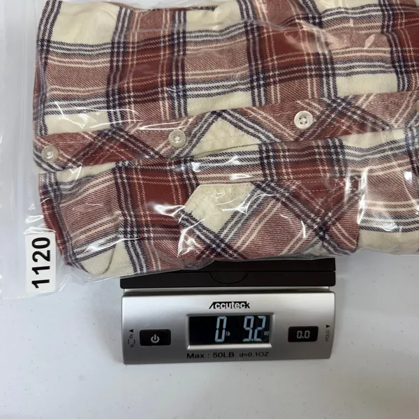 GAP pink orange plaid button down‎ long sleeve collared flannel shirt casual M - Image 7