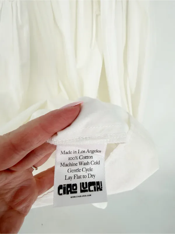 Ciao Lucia Volta Washed Cotton Poplin Midi Dress Women's M White Coastal Chic - Image 9