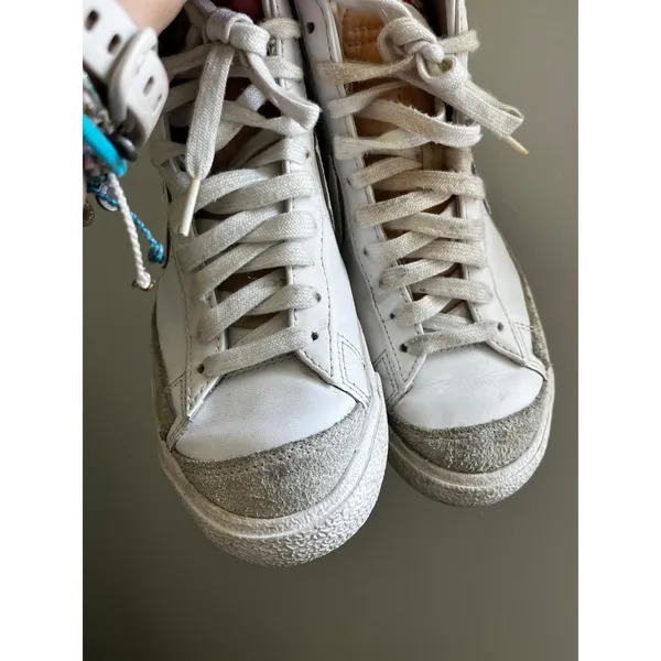 Nike Blazer Mid 77 Womens White Leather High Top Sneakers Suede Retro Streetwear - Image 5