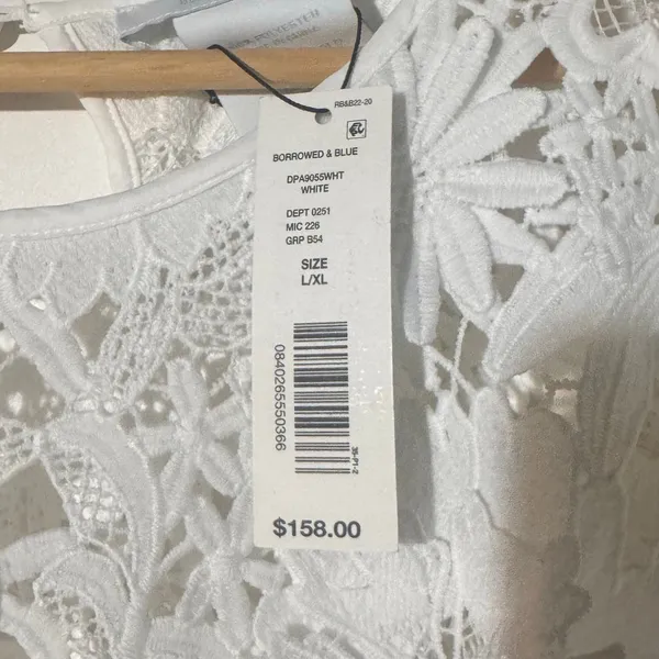 Borrowed & Blue Southern Living Lace Top Womens L/XL White Floral NWT - Image 7