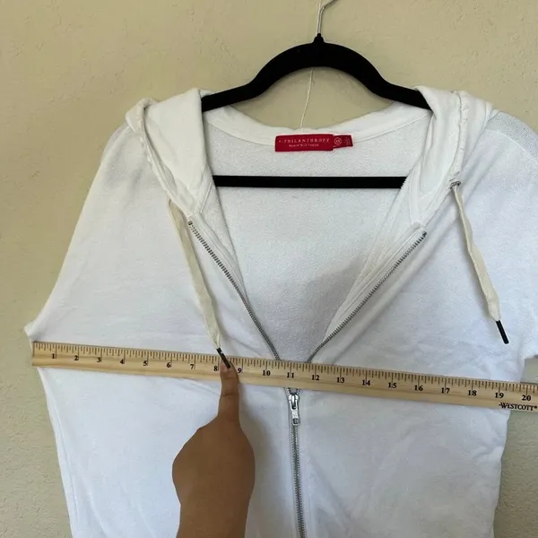 n:philanthropy white hooded long zip up oversized distressed hem size XS - Image 11
