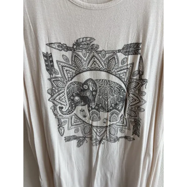 Paper Crane Ivory Graphic Elephant Tank Top Boho‎ Tribal Print Women's Size M - Image 4