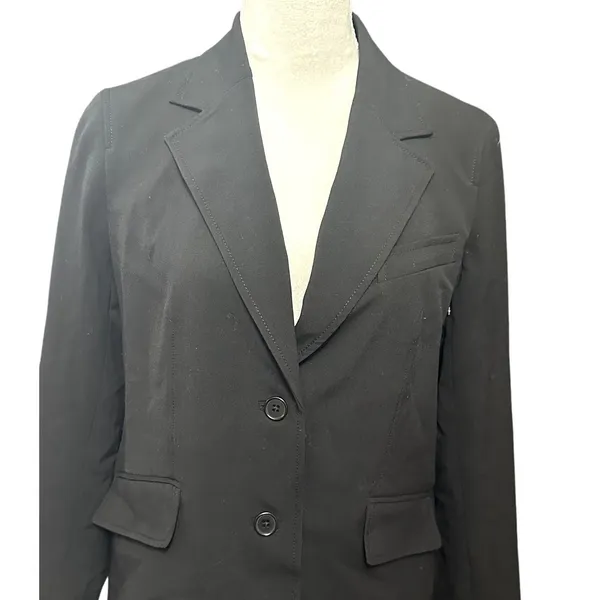 Anne Klein Blazer 6 Black Two Button Blazer Professional Business Jacket Notched - Image 3