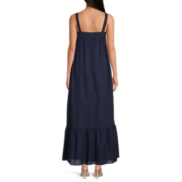 LDT Blair Flounce Maxi Dress Size 2 Navy Blue Resort Coastal Sundress - Image 3