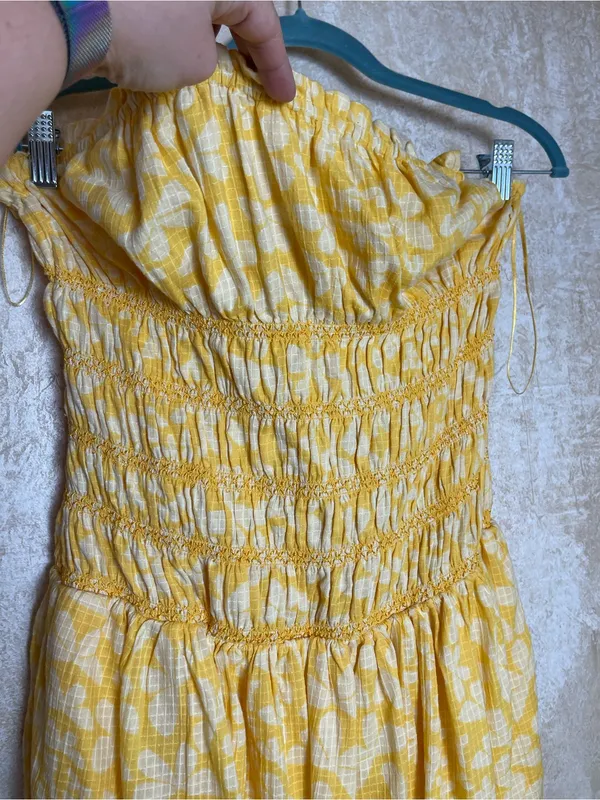 Free People Annalise Mini Smocked Bubble Dress Floral Beach Ball Combo New Sz XL - Image 5