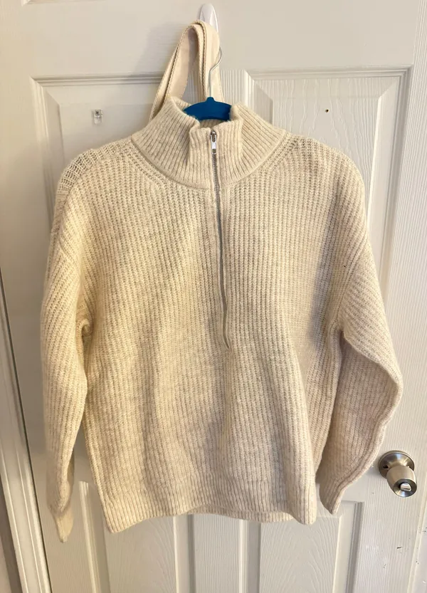 cream half zip sweater - Image 2