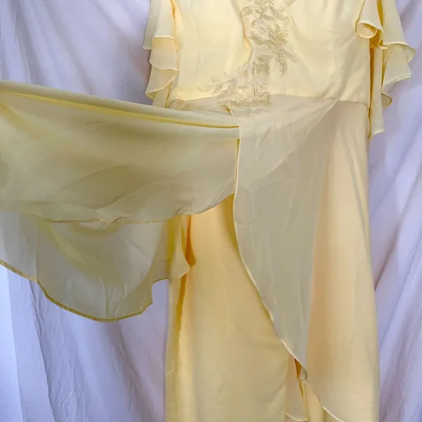 Source Unknown 3 Piece Chiffon Matching Tunic Beaded Asymmetric Set Size 26 - Image 3